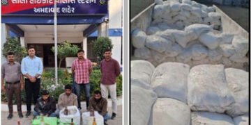 અમદાવાદમાં ટાઇલ્સના પાઉડરની આડમાં ટ્રકમાં લઈ જવાતો દારૂનો મોટો જથ્થો ઝડપાયો, 3ની ધરપકડ | Liquor Wort…