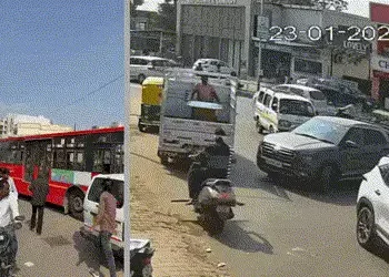 અમદાવાદના ગોતામાં AMTS બસે સ્કૂલ વાન સહિત 3 વાહનોને અડફેટે લીધા, બે લોકો ઇજાગ્રસ્ત | AMTS Bus Hits S…