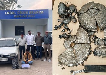 અમદાવાદ: સાણંદના મોડાસર મંદિર ચોરીનો ભેદ ઉકેલાયો, રૂ.4 લાખની ચાંદી સાથે આરોપીની ધરપકડ | Ahmedabad LC…