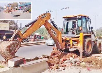 નડિયાદના ઉત્તરસંડા રોડને ‘આઈકોનિક રોડ’ બનાવવા માટે સેલ્સ ઈન્ડિયાથી ડી-માર્ટ સુધીના દબાણો દૂર કરાયા |…