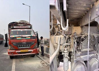 વડોદરા નજીક જાંબુઆ હાઇવે પર કપાસ ભરેલી ટેમ્પામાં આગ લાગતા અફરાતફરી | Chaos as cotton laden truck cat…