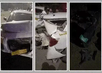 સુરતમાં પૂરપાટ ઝડપે લક્ઝરી કાર હંકારી અનેક વાહનોના ફુરચા બોલાવ્યા, હવે ચાલકને બચાવવાનો પ્રયાસ! | Sur…