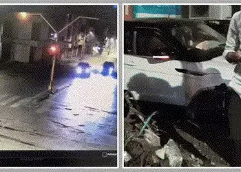 વડોદરાના રાવપુરમાં બેફામ દોડતી વૈભવી કાર ટ્રાફિક સિગ્નલના થાંભલા સાથે ભટકાઈ, ચાલક ફરાર | Vadodara Lu…