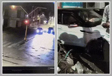 વડોદરાના રાવપુરમાં બેફામ દોડતી વૈભવી કાર ટ્રાફિક સિગ્નલના થાંભલા સાથે ભટકાઈ, ચાલક ફરાર | Vadodara Lu…