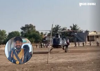 અમરેલીમાં ઘોડી પર નહીં પણ હેલિકોપ્ટરમાં જાન લઈને આવ્યા વરરાજા, વીડિયો વાઈરલ | Amreli News Groom come…