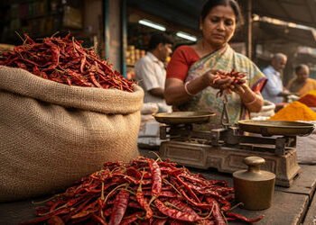 લાલ મરચામાં લાલચોળ તેજી, ભાવ ગત વર્ષથી બમણાં થયા, ઓછી ઉપજ થયાનો અંદાજ | red chilli prices double low…