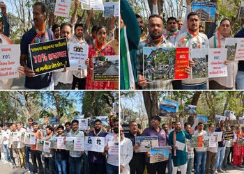 જામનગર પાલિકાના પટાંગણમાં કોંગ્રેસ દ્વારા ભાજપ સામે 40 ટકા કમિશનના ભ્રષ્ટાચારના આક્ષેપ સાથે વિરોધ પ્…