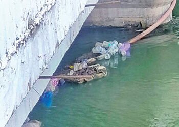 ધોળીધજા ડેમમાં પાણી ઠાલવતી કેનાલમાં પ્લાસ્ટિકના થર જામ્યા | Plastic sheets have accumulated in the c…