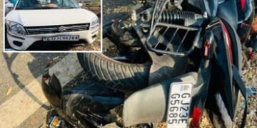 આણંદ: જંત્રાલ-વિરસદ રોડ પર કાર અને બાઈક વચ્ચે અકસ્માત, બાળકી સહિત બેના મોત | Anand Accident: Car Hit…