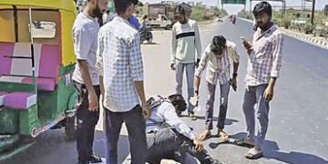 ધ્રાંગધ્રામાં મધમાખીના ઝુંડનો બાઈક સવાર યુવક પર હુમલો | A swarm of bees attacked a young man riding …