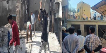 જામનગરના પાંચ હાટડી મણિયાર શેરીમાં 4 દુકાનોનું ગેરકાયદે બાંધકામ તોડી પાડતી મહાનગર પાલિકા | jamnagar …