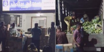 શાકભાજી નીચે સંતાડ્યો હતો દારૂ! બોડેલી પાસે મધ્ય પ્રદેશથી વડોદરા લઈ જવાતો વિદેશી દારૂનો જથ્થો ઝડપાયો…