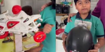 અમરેલી: સરકારી સ્કૂલના વિદ્યાર્થીએ બનાવી ‘સ્માર્ટ હેલ્મેટ’, નહીં પહેરો તો બાઈક સ્ટાર્ટ જ નહીં થાય! |…