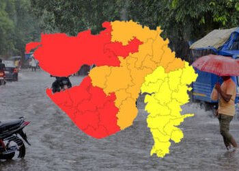 ગુજરાતમાં કરા સાથે વરસાદની આગાહી: 9 જિલ્લામાં રેડ ઍલર્ટ, 60થી 80 કિમીની ઝડપે પવન ફૂંકાશે | IMD gujar…