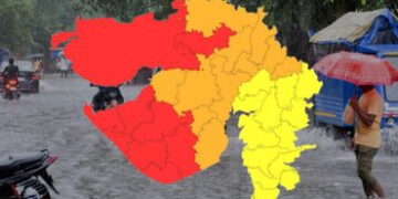 ગુજરાતમાં કરા સાથે વરસાદની આગાહી: 9 જિલ્લામાં રેડ ઍલર્ટ, 60થી 80 કિમીની ઝડપે પવન ફૂંકાશે | IMD gujar…