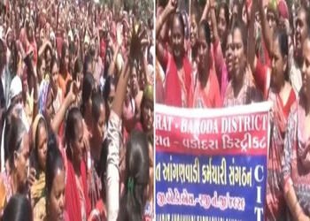 વડોદરા કલેકટર કચેરીએ આંગણવાડીની બહેનોનો મોરચો : તંત્ર વિરુદ્ધ સૂત્રોચ્ચાર | Anganwadi sisters’ front…