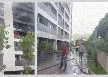 અમદાવાદ: શેલાની હાઈરાઈઝ બિલ્ડિંગમાં વહેલી સવારે ભીષણ આગ, ફાયર વિભાગની ગાડીઓ ઘટનાસ્થળે | Fire Breaks …