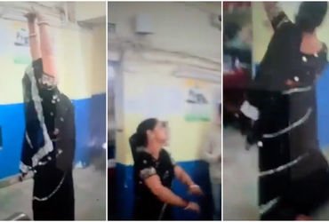 VIDEO : હેલમેટ વગર પતિને પકડ્યા, તો પોલીસ સ્ટેશનમાં ધુણવા લાગી પત્ની, જુઓ પછી શું થયું | Viral Video…