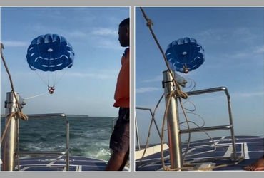 VIDEO: ગોવામાં પેરાસેલિંગ વખતે કેબલ તૂટતા ટુરિસ્ટ દરિયામાં પડ્યો, બાગા બીચ પર બની ઘટના | Goa Parasai…