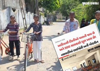 નસવાડીમાં 5 મહિનાથી ધૂળ ખાતી સાયકલો વિદ્યાર્થિનીઓને સોંપાઈ, ‘ગુજરાત સમાચાર’ના અહેવાલ બાદ વહીવટી તંત્…