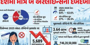 દેશમાં ડોમેસ્ટીક માર્કેટની કુલ ફ્લાઇટમાંથી 91% સંચાલન માત્ર ઇન્ડિગો-એર ઇન્ડિયા પાસે, સરકારે સંસદમાં …