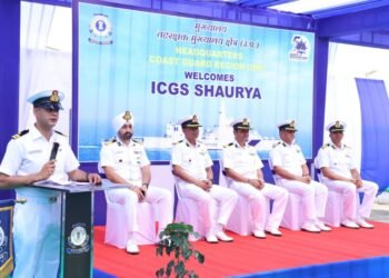 ગોવા શિપયાર્ડ લિમિટેડ દ્વારા ડિઝાઇન અને નિર્મિત ભારતીય કોસ્ટ ગાર્ડ જહાજ શૌર્ય પહોંચ્યું પોરબંદર