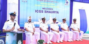 ગોવા શિપયાર્ડ લિમિટેડ દ્વારા ડિઝાઇન અને નિર્મિત ભારતીય કોસ્ટ ગાર્ડ જહાજ શૌર્ય પહોંચ્યું પોરબંદર