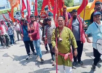 માંડલ પંથકમાં ચૈત્રી પૂનમે બહુચરાજી જતા પદયાત્રીઓનો ધસારો | A rush of pedestrians going to Bahuchara…