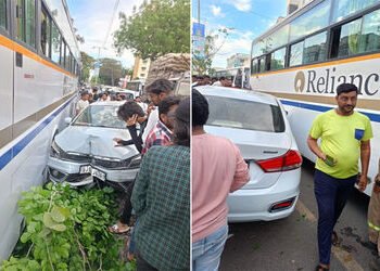 જામનગરમાં ગઈકાલે સાંજે શરૂ સેકશન રોડ પર બેકાબૂ કાર ડિવાઈડર સાથે અથડાઈ : વૃક્ષ પણ પડ્યું | car crashe…