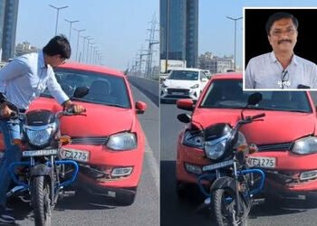 અમદાવાદ પકવાન બ્રિજ હિટ એન્ડ રન કેસ: 7 દિવસની સારવાર બાદ બાઈક ચાલકનું મોત, કાર ચાલકે ઢસડ્યું હતું બા…