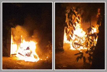 અમદાવાદ: જુહાપુરા ચાર રસ્તા પાસે પાર્ક કરેલી બાઈકમાં ભીષણ આગ, BRTS કેબિન સુધી લપેટો પહોંચી | Ahmedab…