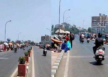 સુરત પાલિકા અને પોલીસને પડકાર: દબાણ કરનારાઓએ તાપી બ્રીજ પર જ રવિવારી બજાર શરુ કરી દીધું | Surat: CCT…