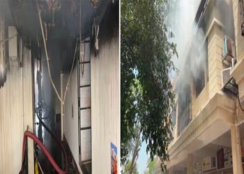 વડોદરાના સુભાનપુરા વિસ્તારના કોમર્શિયલ કોમ્પ્લેક્સમાં આગ લાગતા ઓફિસો ખાલી કરાવી | Offices evacuated …