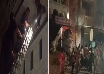 માંજલપુરની પ્રોવિઝન સ્ટોરમાં મોડી રાત્રે આગ, સિનિયર સિટીઝન દંપતીનું રેસ્ક્યુ | Fire breaks out in Ma…