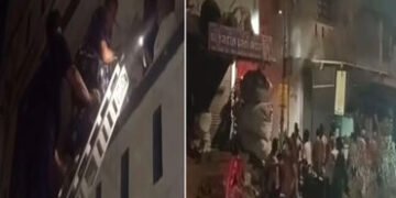 માંજલપુરની પ્રોવિઝન સ્ટોરમાં મોડી રાત્રે આગ, સિનિયર સિટીઝન દંપતીનું રેસ્ક્યુ | Fire breaks out in Ma…