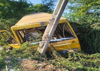 ચલાલા પાસે સ્કૂલ બસ બેકાબૂ બની રોડ નીચે સરકી, 10 વિદ્યાર્થી ઘાયલ | School bus skids off road near Ch…