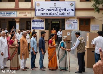 સ્થાનિક સ્વરાજની ચૂંટણી LIVE : અમદાવાદમાં ઈવીએમ ખોટકાયું, મહેસાણાના દેલા ગામે ચૂંટણી બહિષ્કાર, ભરુચમ…