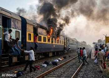 તેલંગાણામાં મોટી દુર્ઘટના: ચારમીનાર એક્સપ્રેસમાં લાગી આગ, જીવ બચાવવા મુસાફરો ટ્રેનમાંથી કૂદ્યા | Fir…