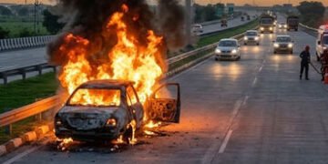 દિલ્હી-મુંબઈ એક્સપ્રેસ-વે પર ભયાનક દુર્ઘટના, ચાલતી કારમાં આગ લાગતા 5 જીવતા ભૂંજાયા | Horrific Car Fi…