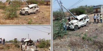 અમદાવાદ: ધોળકા-બગોદરા હાઈવે પર ગમખ્વાર અકસ્માત, કાર પલટી મારી વીજ પોલ સાથે અથડાઈ, 3ના મોત | 3 Dead a…