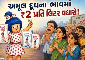 BIG NEWS: મોંઘવારીનો વધુ એક માર, અમૂલ દૂધના ભાવમાં પ્રતિ લિટર રૂ.2 નો વધારો, આજે મધરાતથી નવા ભાવ લાગ…