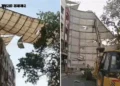 VIDEO: જામનગરમાં તોફાની પવનથી ઉડેલો ડોમ વીજ તાર ઉપર લટક્યો, ભારે જહેમત બાદ નીચે ઉતારાયો | Massive Do…