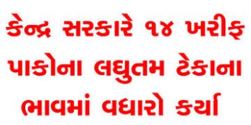 કેન્દ્ર સરકારે 14 ખરીફ પાકોના લઘુતમ ટેકાના ભાવમાં વધારો કર્યા | Central government increases minimum…