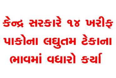 કેન્દ્ર સરકારે 14 ખરીફ પાકોના લઘુતમ ટેકાના ભાવમાં વધારો કર્યા | Central government increases minimum…