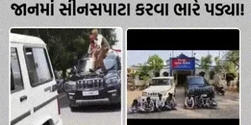VIDEO: કારના બોનેટ પર ચઢીને રીલ બનાવવી ભારે પડી, જાનમાં ભાન ભૂલેલા 7 જાનૈયાની ધરપકડ | Mahisagar News…