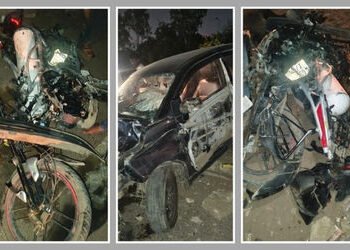 અમદાવાદ: અસલાલી બ્રિજ નજીક કાર અને બાઇક વચ્ચે અકસ્માત, બાઇકના કુરચા ઉડી ગયા, 3 ઇજાગ્રસ્ત | Ahmedabad…