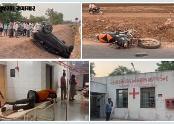 નસવાડીની કાલેડિયા ચોકડી પર અકસ્માત, કારની ટક્કરે બાઈક સવાર એક જ પરિવારના 4 સભ્યોને ગંભીર ઈજા | chhot…