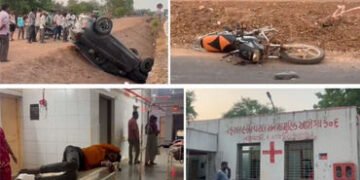 નસવાડીની કાલેડિયા ચોકડી પર અકસ્માત, કારની ટક્કરે બાઈક સવાર એક જ પરિવારના 4 સભ્યોને ગંભીર ઈજા | chhot…