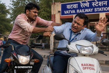 અમદાવાદ : વટવામાં રેલવે કર્મચારીનો વાહન અથડાવી અધિકારી ઉપર હુમલો | Emon chon angangen taraku a atai …