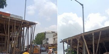 AMCના થાંભલાને જ ધાબામાં ‘ચણી’ લીધો! સરદારનગરમાં કોર્પોરેટરની ઓફિસ સામે જ ગેરકાયદે બાંધકામ, એસ્ટેટ વ…